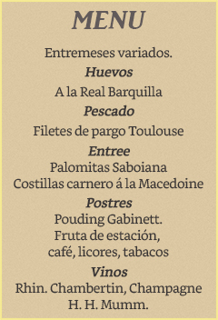 Hotel Miramar. Menú del almuerzo obsequiado a los periodistas habaneros en octubre 1903.