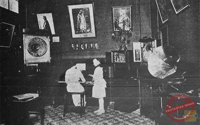 Universal Music Co. de Echemendía y Huguet salón de prueba para los discos (Ca. 1913).