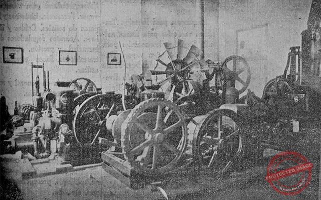 Vista del departamento de exhibición de maquinaria de Gastón Cuervo y Co. (Ca. 1918).