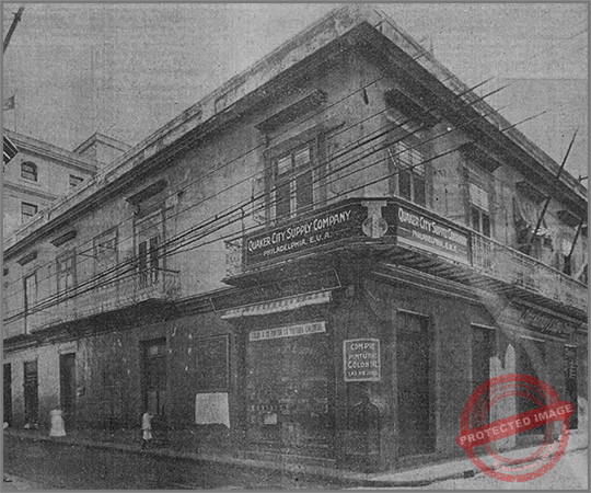 Edificio que ocupaban las oficinas de la Quaker City Supply Co. en la esquina de Obrapía y Cuba, Habana (Ca. 1918).
