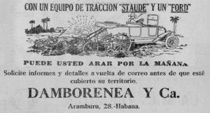 Publicidad de la sociedad Damborenea y Compañía en la Habana (Ca. 1918).