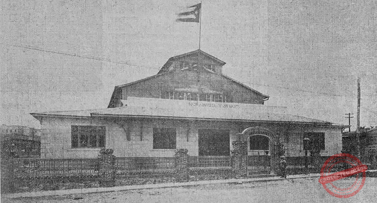 Fachada del edificio de los talleres de Norabuena y Stuart en la Habana (Ca. 1918).