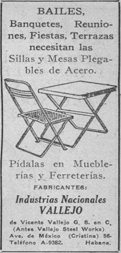 Publicidad de Vicente Vallejo G. S. en C. en 1929.