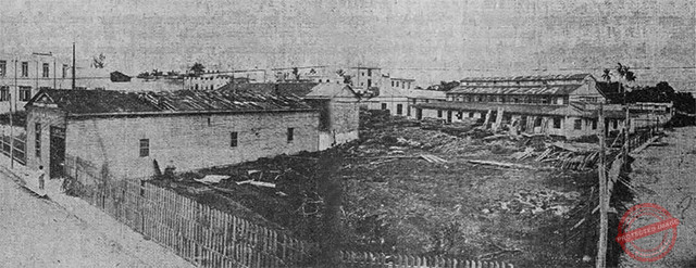Vista general de los talleres de Norabuena y Stuart situados en la Calzada de Buenos Aires núm. 16 al 24, Habana (Ca. 1918).