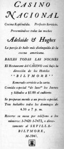 Publicidad del Casino Nacional en la Revista Social (Feb. 1924).