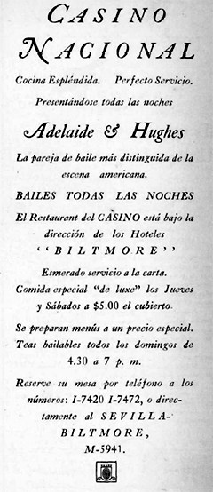 Publicidad del Casino Nacional en la Revista Social (Feb. 1924).