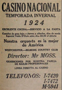 Publicidad del Casino Nacional en La Lucha (Feb. 1924).