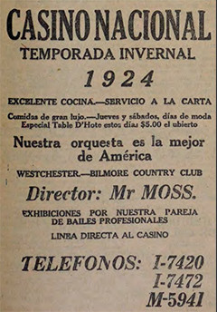 Publicidad del Casino Nacional en La Lucha (Feb. 1924).