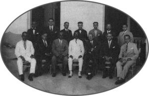 Miembros de la Directiva de El Liceo de Caibarién que presidia el Dr. José Cabrera Saavedra (Ca. 1929).