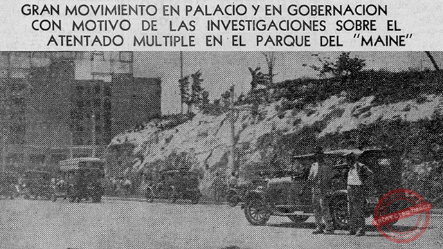 Lugar frente a los terrenos del Hotel Nacional donde fue baleado el capitán de la policía nacional Miguel Calvo Herrera en 1932.