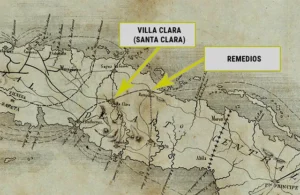 Localización de las ciudades de Santa Clara (Villa Clara) y Remedios en Cuba.