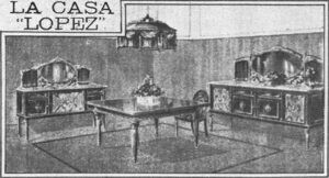 La Casa Lopez. Muebles de estilo Luis XVI fabricados por el negocio (Ca. 1929).