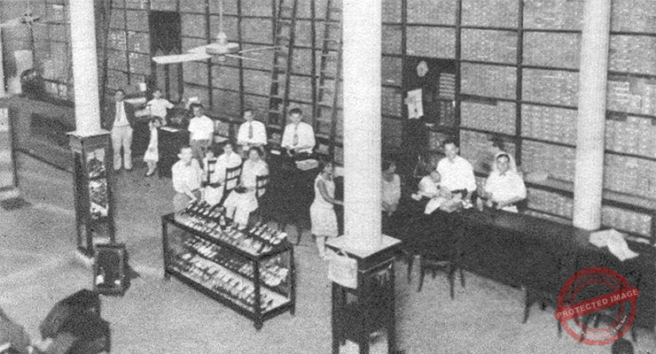 Abadín y Compañía. Vista interior de la peletería y sucursal La Aplanadora en la esquina de Simón Bolívar y Padre Varela en la Habana (Ca. 1929).