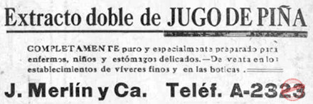Publicidad de J. Merlín y Compañía en 1914.