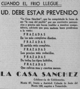 Publicidad de La Casa Sánchez en 1935.