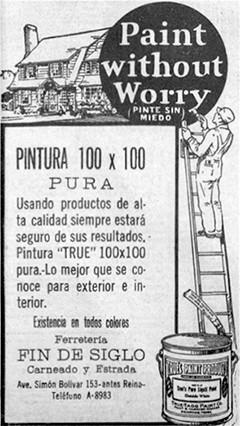 Publicidad de la ferretería Fin de Siglo en 1929.