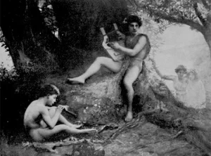 Apolo entre los pastores un cuadro de Gustave Courtois.