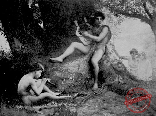 Apolo entre los pastores un cuadro de Gustave Courtois.