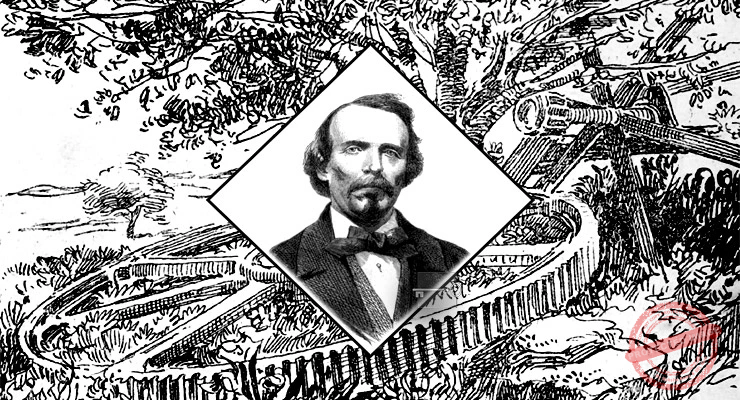 Carlos Manuel de Céspedes y las ruinas del demolido ingenio La Demajagua donde se alzara en armas el 10 de octubre 1868.