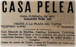 Publicidad de la Casa Pelea en 1928.