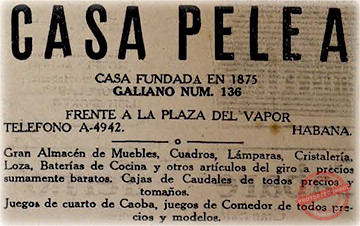 Publicidad de la Casa Pelea en 1928.