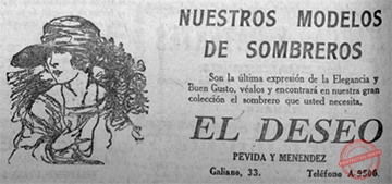 Publicidad de “El Deseo” en 1922.
