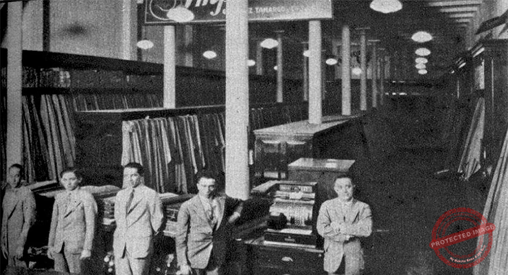 Almacenes de paños y novedades El Imperial. Interior del establecimiento y gerentes (Ca. 1929).