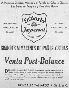 El Imperial y La Borla publicidad en 1931.