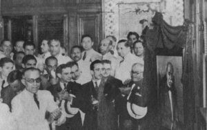 Acto celebrado en la Escuela de Artes y Oficios de la Habana en el aniversario de su fundación. Develamiento de un cuadro del Doctor Fernando Aguado y Rico (Ca. 1939).