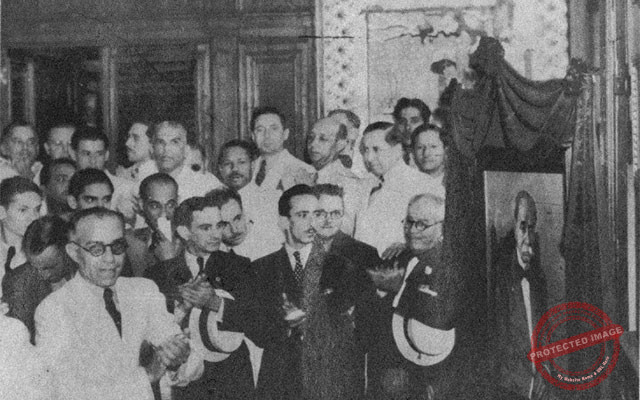 Acto celebrado en la Escuela de Artes y Oficios de la Habana en el aniversario de su fundación. Develamiento de un cuadro del Doctor Fernando Aguado y Rico (Ca. 1939).