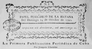 Facsímile del primer número del Papel Periódico de la Havana.