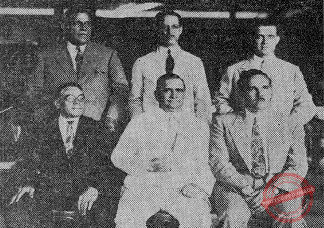 Industria General Cartonera de Cuba. Presidente Frank Ginorio y vicepresidente Antonio Pérez Barro junto a directivos de la Empresa (Ca. 1931).