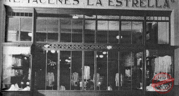 Vista exterior de la tienda La Estrella en Reina (Avenida de Simón Bolívar) 23, Habana (Ca. 1929).