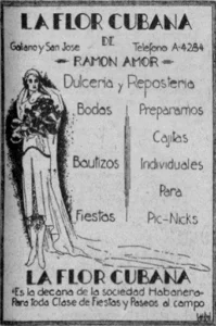 Publicidad de la Dulcería y Repostería “La Flor Cubana” en 1930.