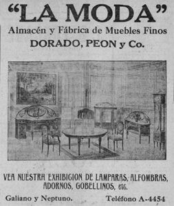 Publicidad de la Tienda La Moda en 1923.