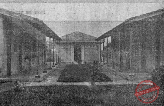 Central Portugalete - Las Villas. Viviendas para empleados, en primer término pabellones dormitorios, al fondo duchas y baños (Ca. 1918).