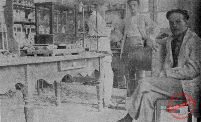 Vista del laboratorio del Central Santa María ubicado en el municipio Ranchuelo actual provincia de Villa Clara (Ca. 1918).