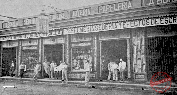 Exterior de la quincallería La Borla en Cienfuegos (Ca. 1904).