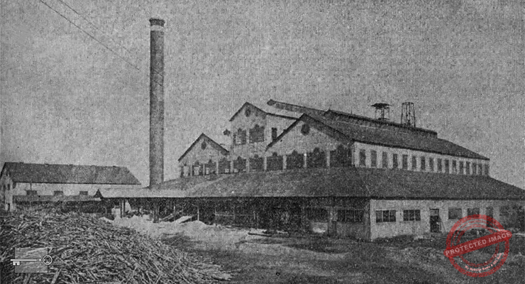Central Santa Amalia. Vista principal del Ingenio y almacenes de azúcar (Ca. 1918).