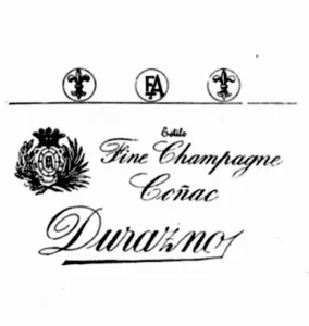 Eudoro Alba. Marca de fábrica del Coñac Durazno (Ca. 1925).