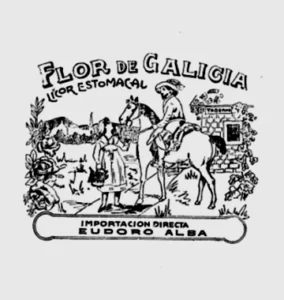 Eudoro Alba. Marca de fábrica del Licor Flor de Galicia (Ca. 1925).