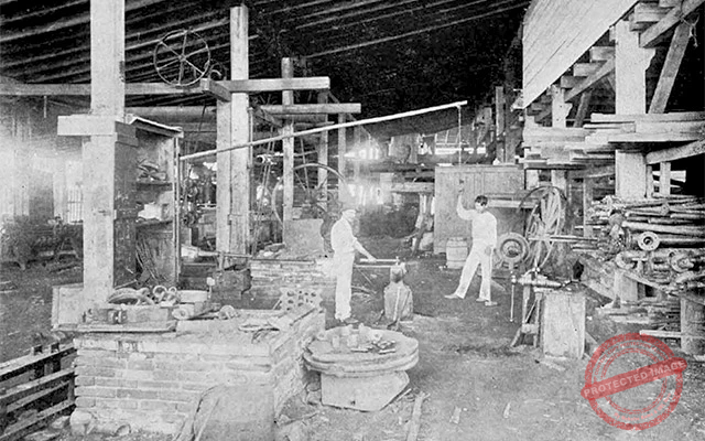 Fragua y departamento de herrería del varadero Castaño en Cienfuegos (Ca. 1904).