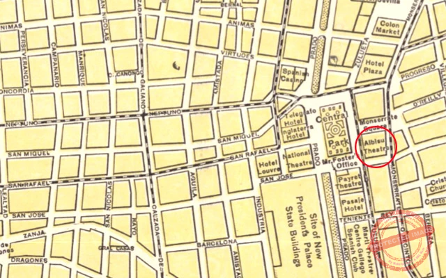Ubicación del teatro Albisu (antes Lersundi) y posteriormente teatro Campoamor en un plano de la Habana ca. 1905.