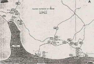 Planificación de la disposición de las fuerzas de la Brigada 2506. Fuente: Memorándum No. 4. Recommendations of the Cuban Study Group. 13 junio 1961. National Security Council.