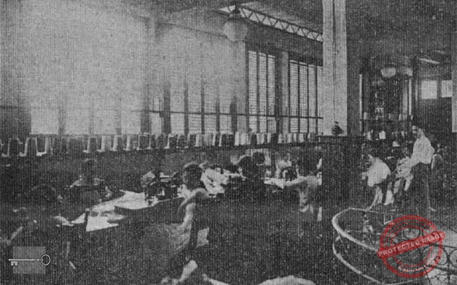 La Sociedad talleres de confecciones y gran sastrería. Departamento de costura y empleados en el segundo piso. Habana ca. 1918.