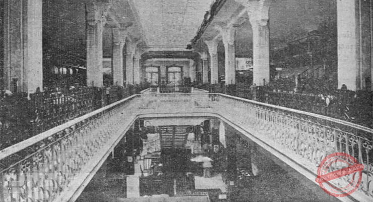 Interior del edificio de La Sociedad y sus talleres de confecciones y gran sastrería. Vista de conjunto de los salones de prueba, Habana ca. 1918.