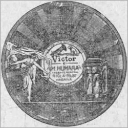 M. Humara, S. en C. marca registrada de los discos Víctor en la Habana ca. 1918.