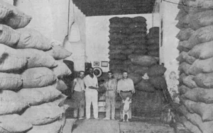 Marquette y Rocaberti. Vista de una nave del almacén, mercancías y empleados, Habana ca. 1918.