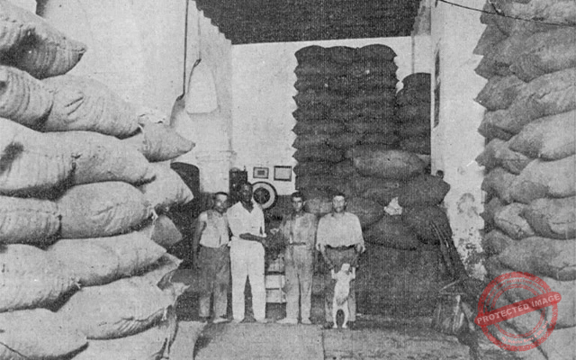 Marquette y Rocaberti. Vista de una nave del almacén, mercancías y empleados, Habana ca. 1918.