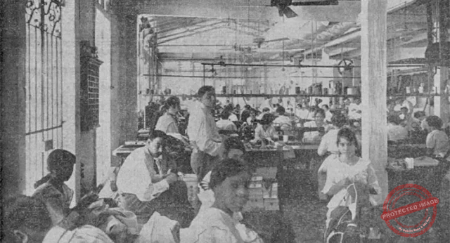 Aspecto del taller de la sastrería “Antigua de J. Vallés” en la Habana ca. 1918.